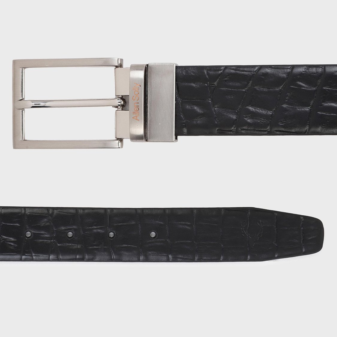 ALLEN SOLLY Men Croc-Textured Reversible Leather Formal Belt
