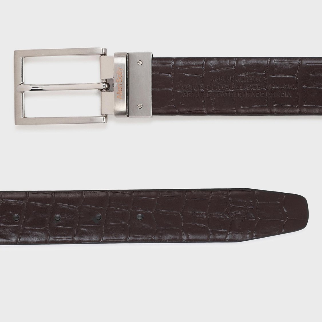 ALLEN SOLLY Men Croc-Textured Reversible Leather Formal Belt