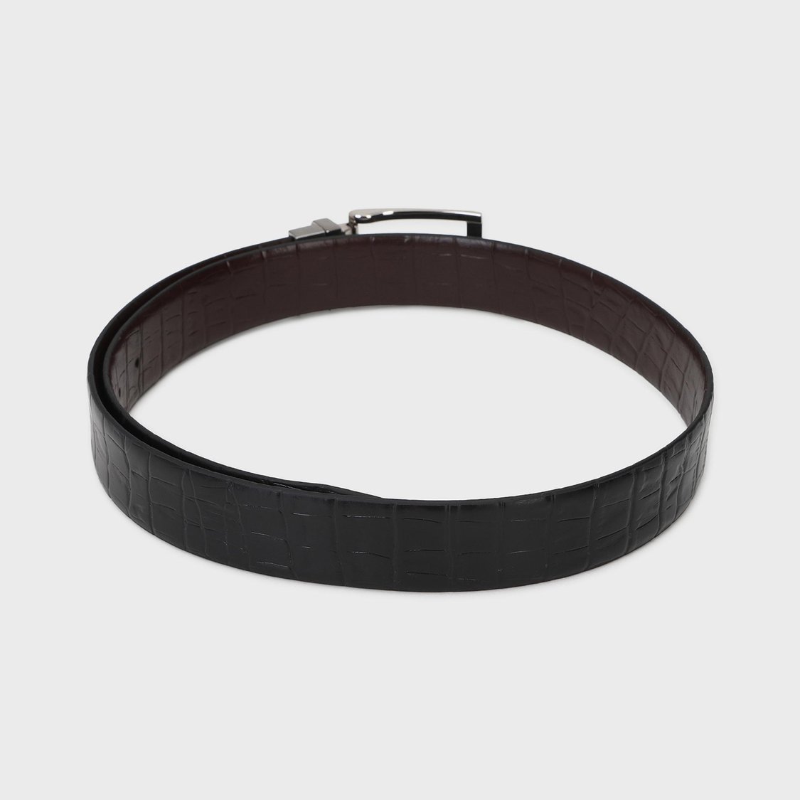 ALLEN SOLLY Men Croc-Textured Reversible Leather Formal Belt