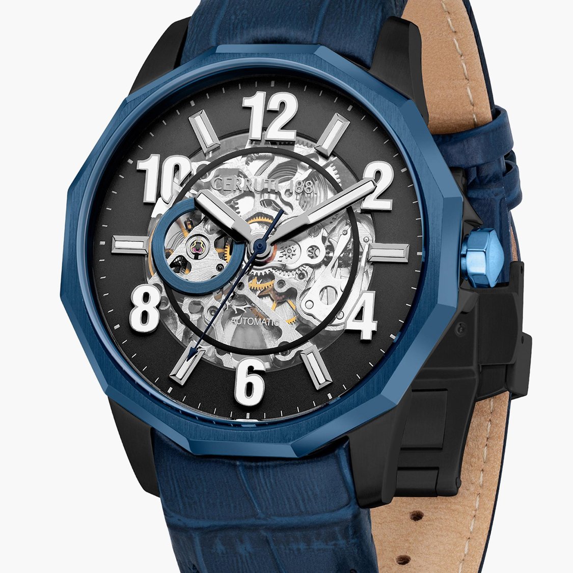 CERRUTI 1881 Men Automatic Watch with Leather Strap - CECIWGE2206302W