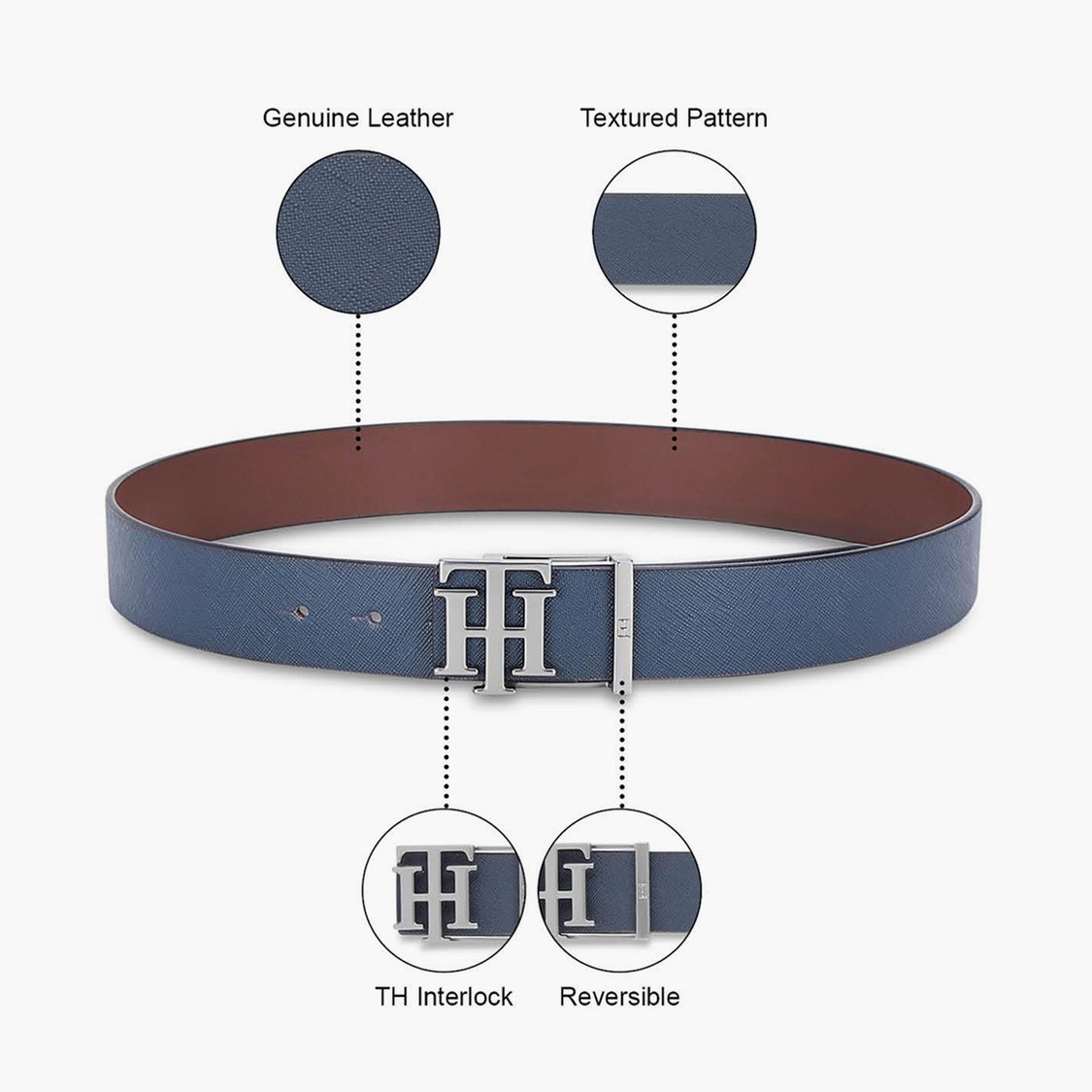 TOMMY HILFIGER Men Textured Reversible Leather Belt