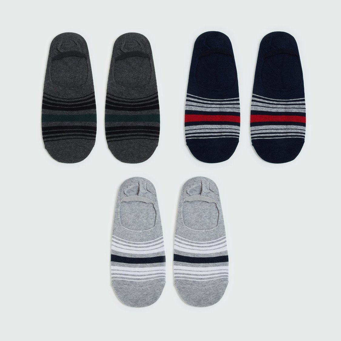FORCA Men Striped No-Show Socks - Pack of 3