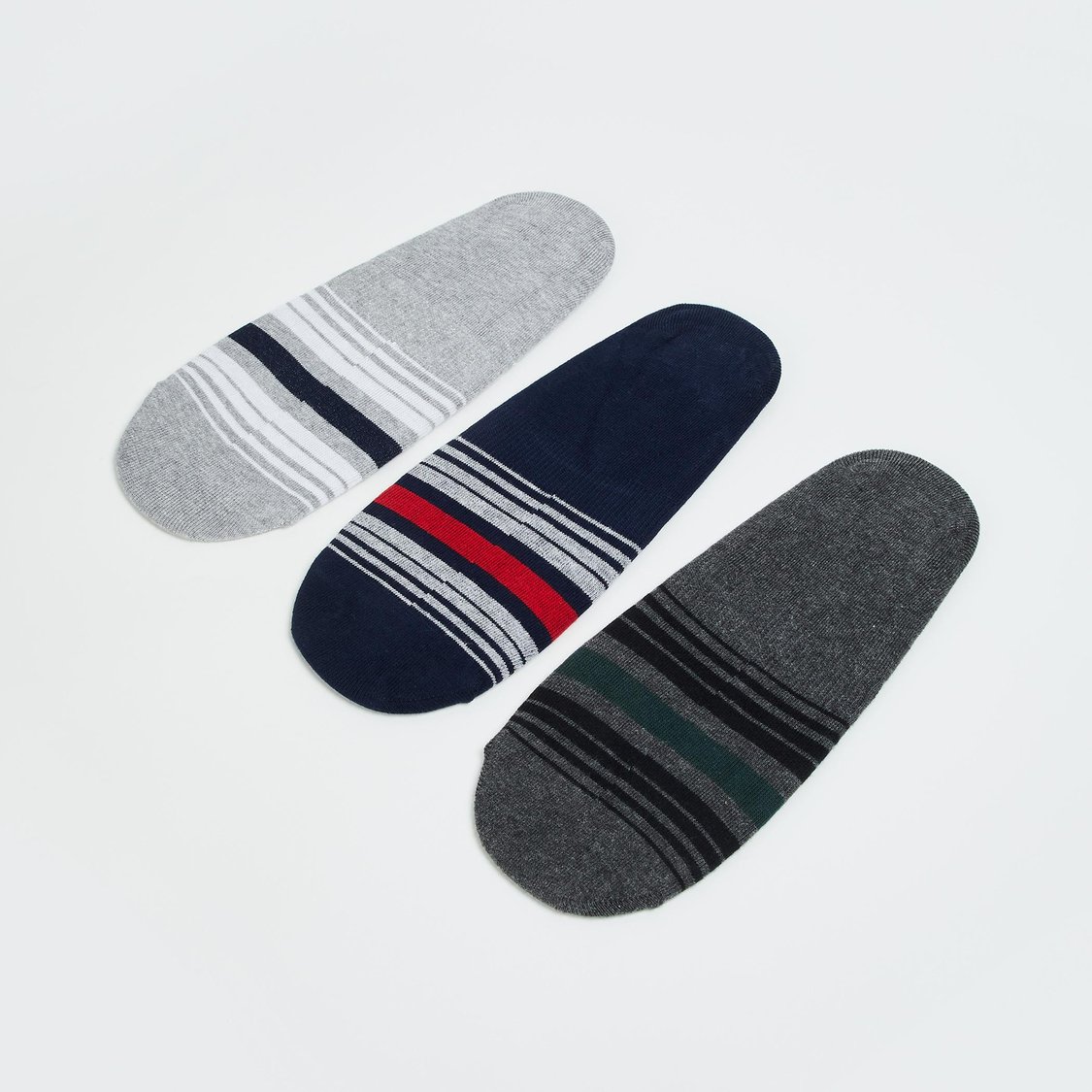 FORCA Men Striped No-Show Socks - Pack of 3