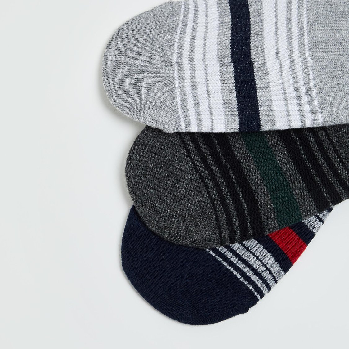 FORCA Men Striped No-Show Socks - Pack of 3