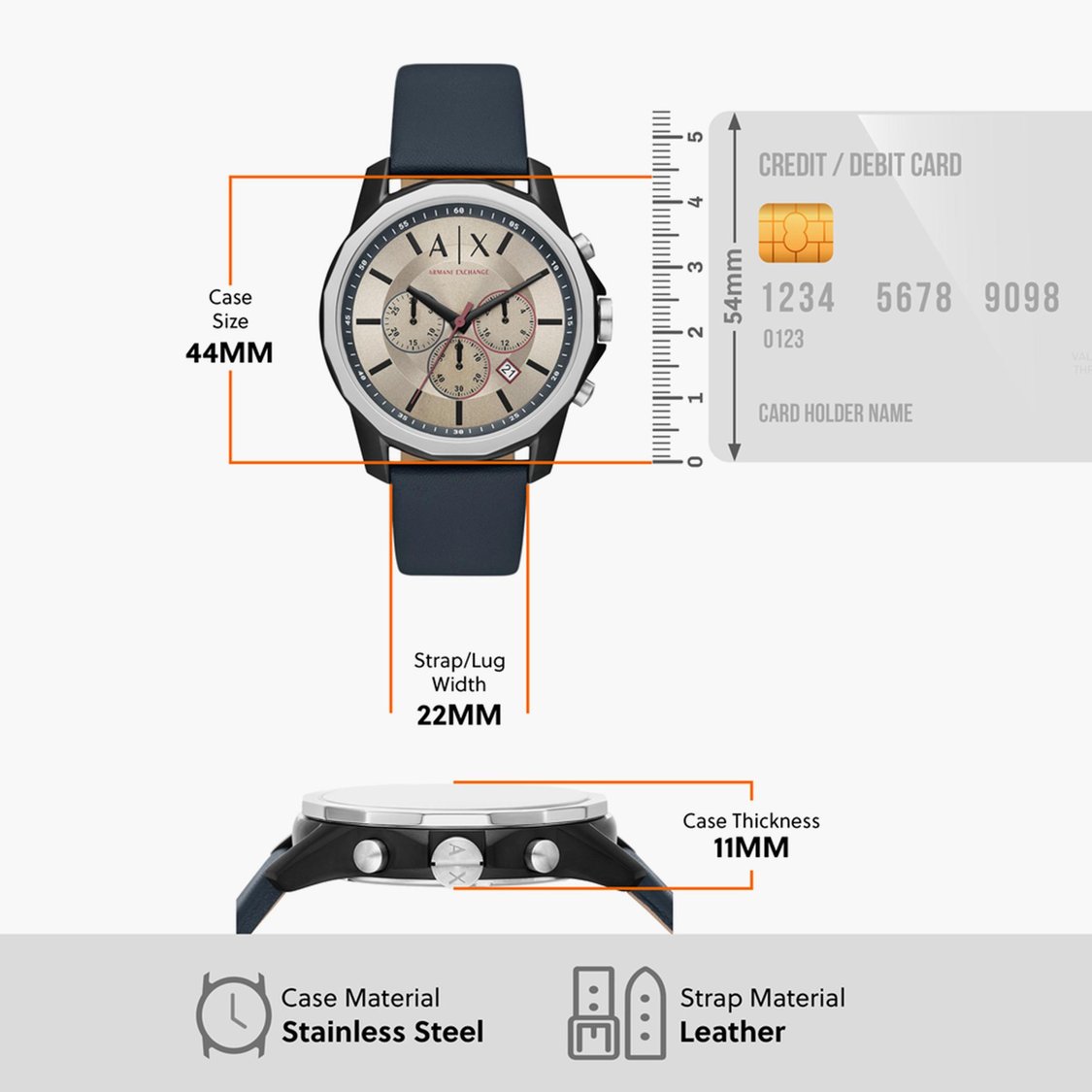 ARMANI EXCHANGE Men Chronograph Watch with Leather Strap - AX1744
