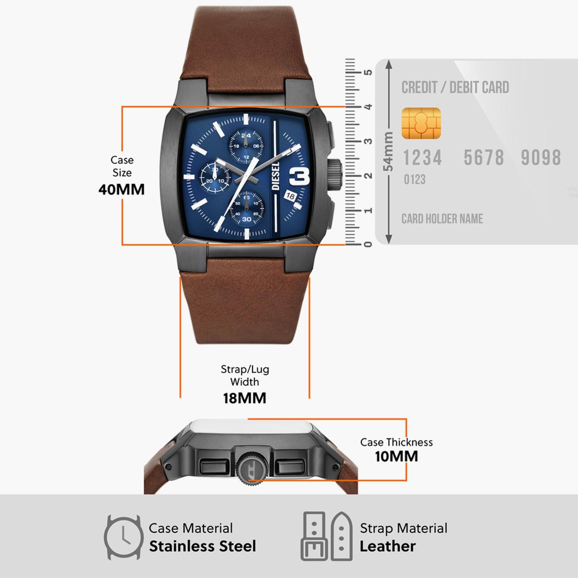 DIESEL Cliffhanger Men Chronograph Watch with Leather Strap - DZ4641