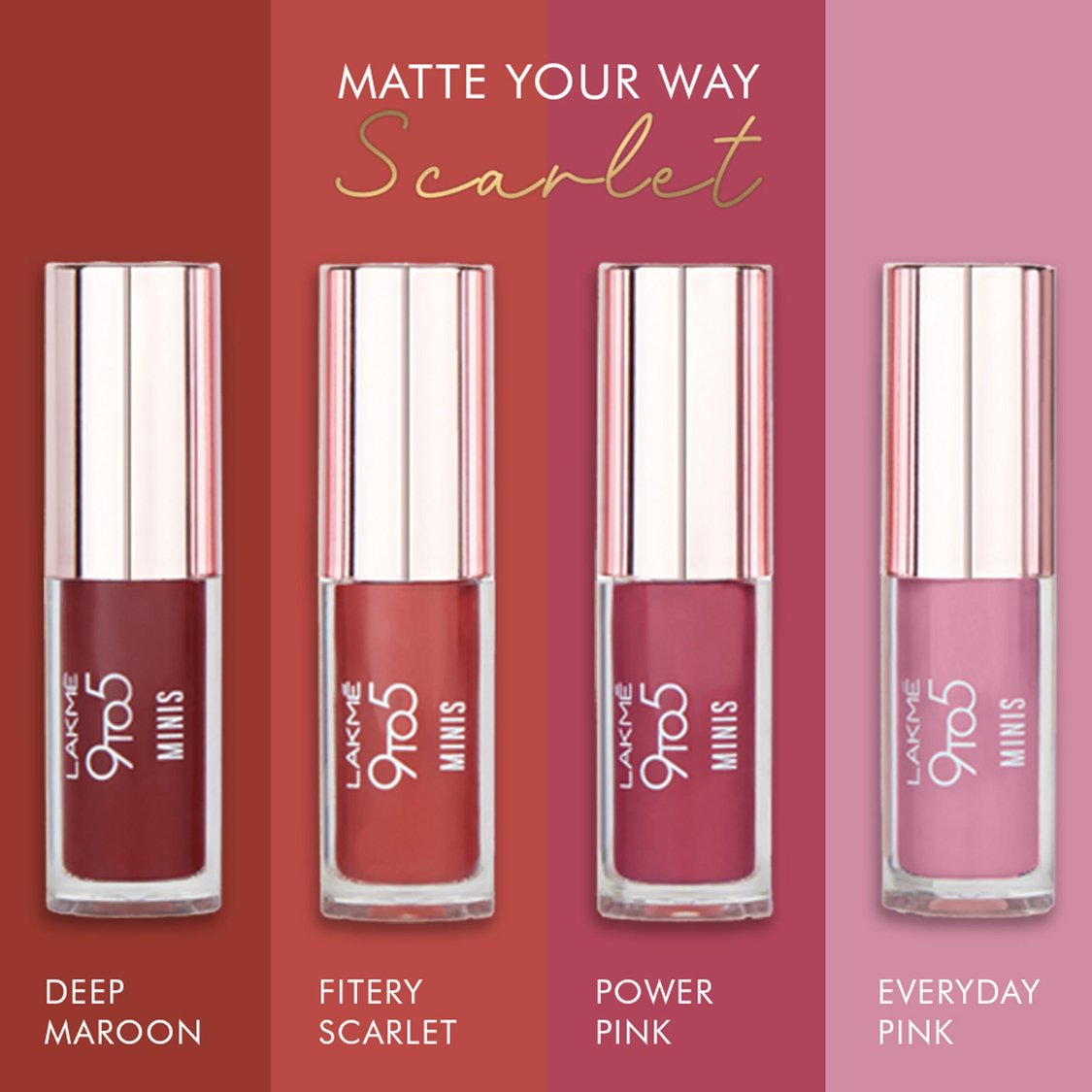 LAKME 9 To 5 Primer + Matte Liquid Lipstick- Minis - Bold Collection - 8 ml