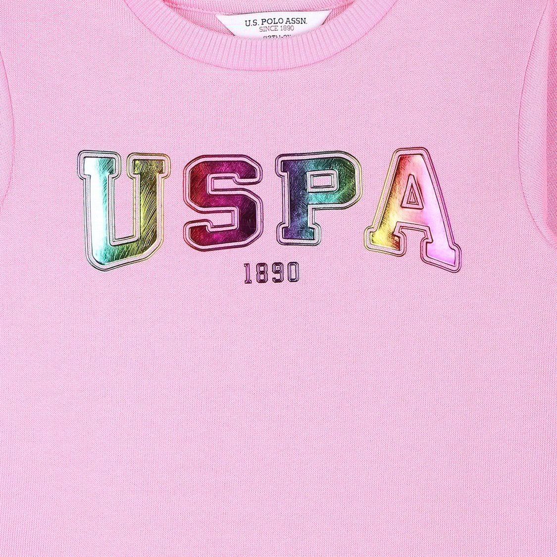 U.S. POLO ASSN. KIDS Girls Holographic Print Sweatshirt Dress