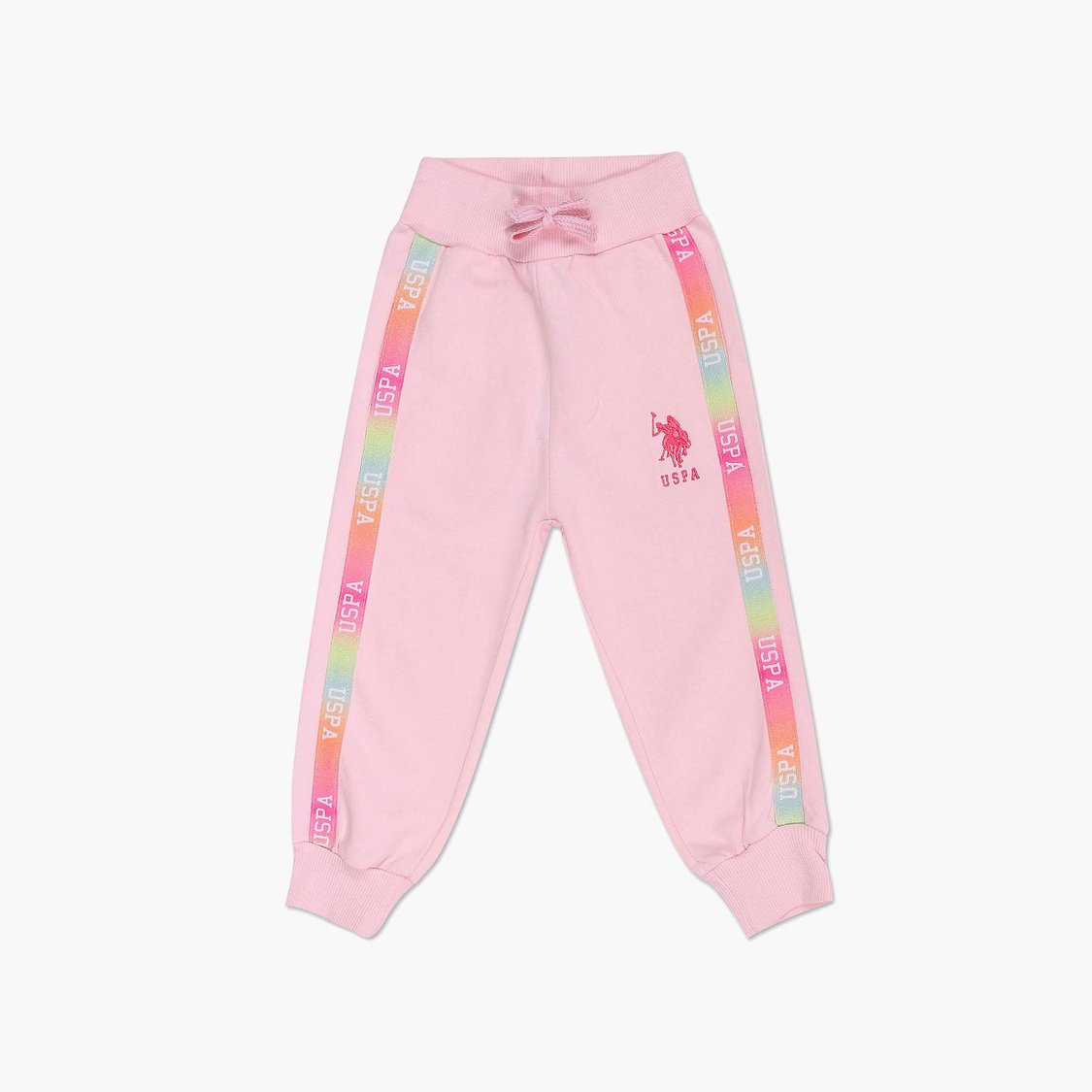 U.S. POLO ASSN. KIDS Girls Solid Brand Taping Detail Joggers