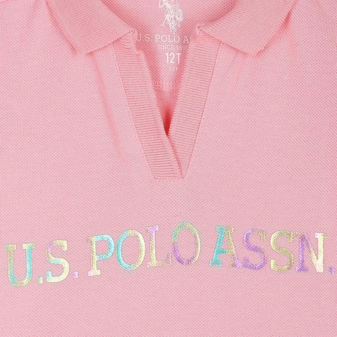 U.S. POLO ASSN. KIDS Girls Brand Printed Polo T-shirt
