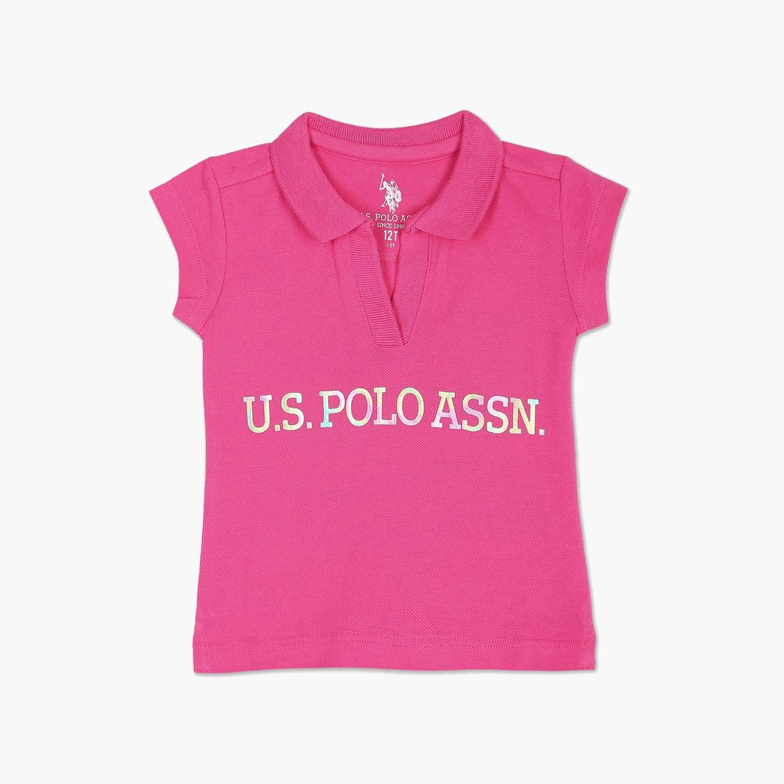 U.S. POLO ASSN. KIDS Girls Printed Knit Polo T-shirt
