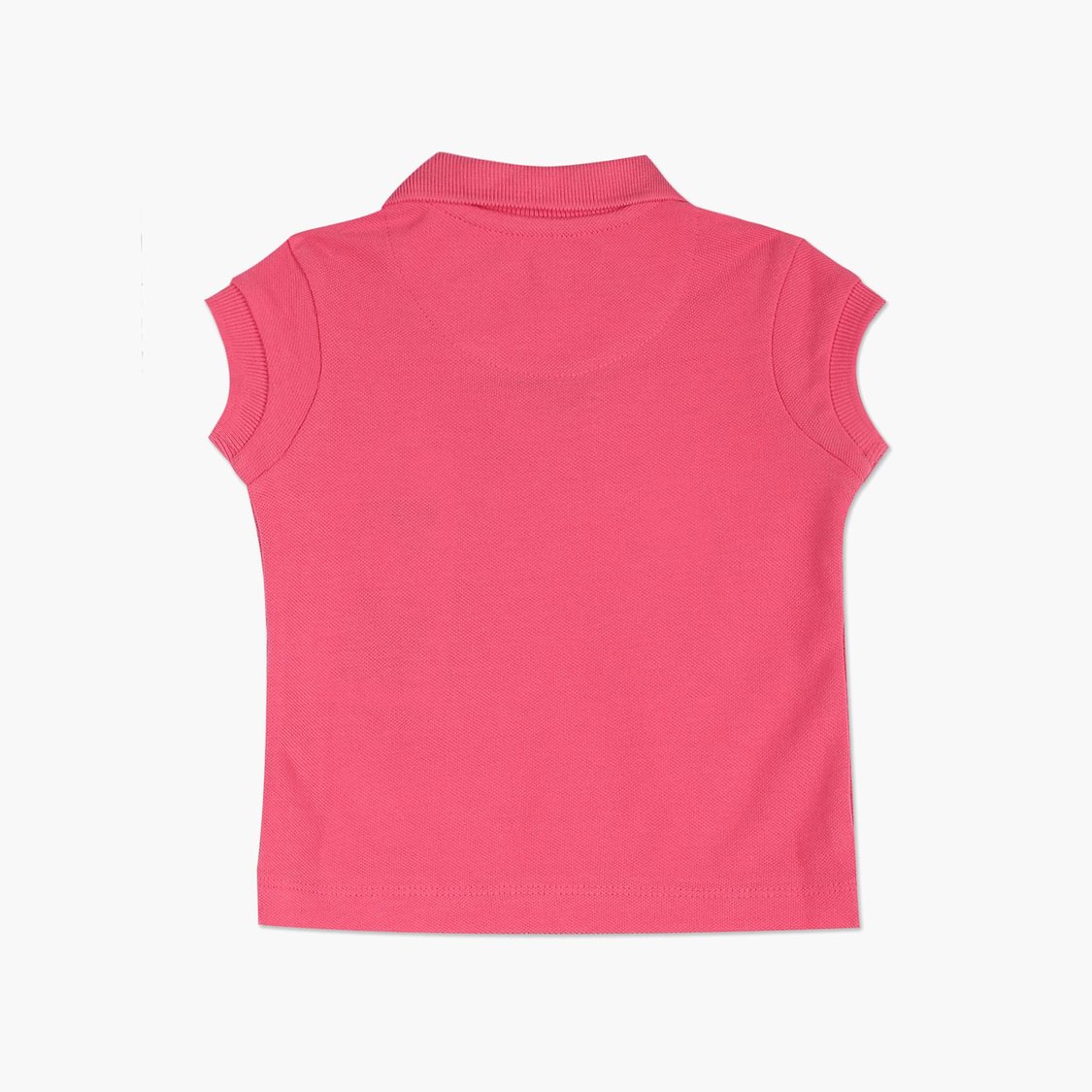 U.S. POLO ASSN. KIDS Girls Solid Brand Tape Detailed Polo T-shirt