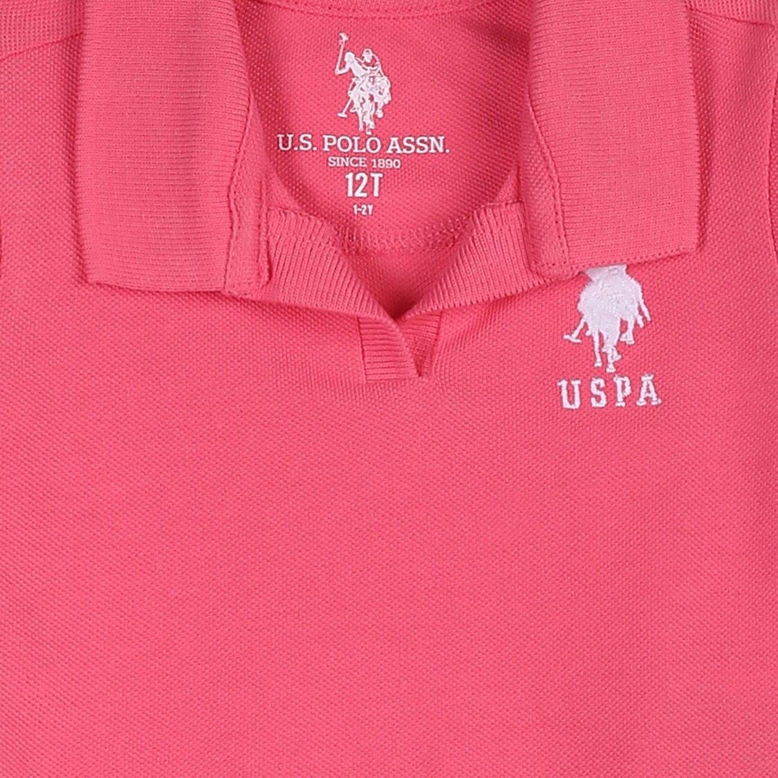U.S. POLO ASSN. KIDS Girls Solid Brand Tape Detailed Polo T-shirt
