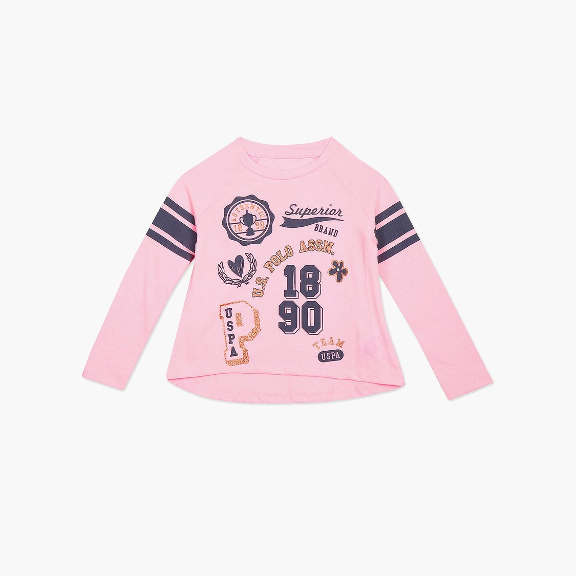 U.S. POLO ASSN. KIDS Girls Graphic Printed T-shirt