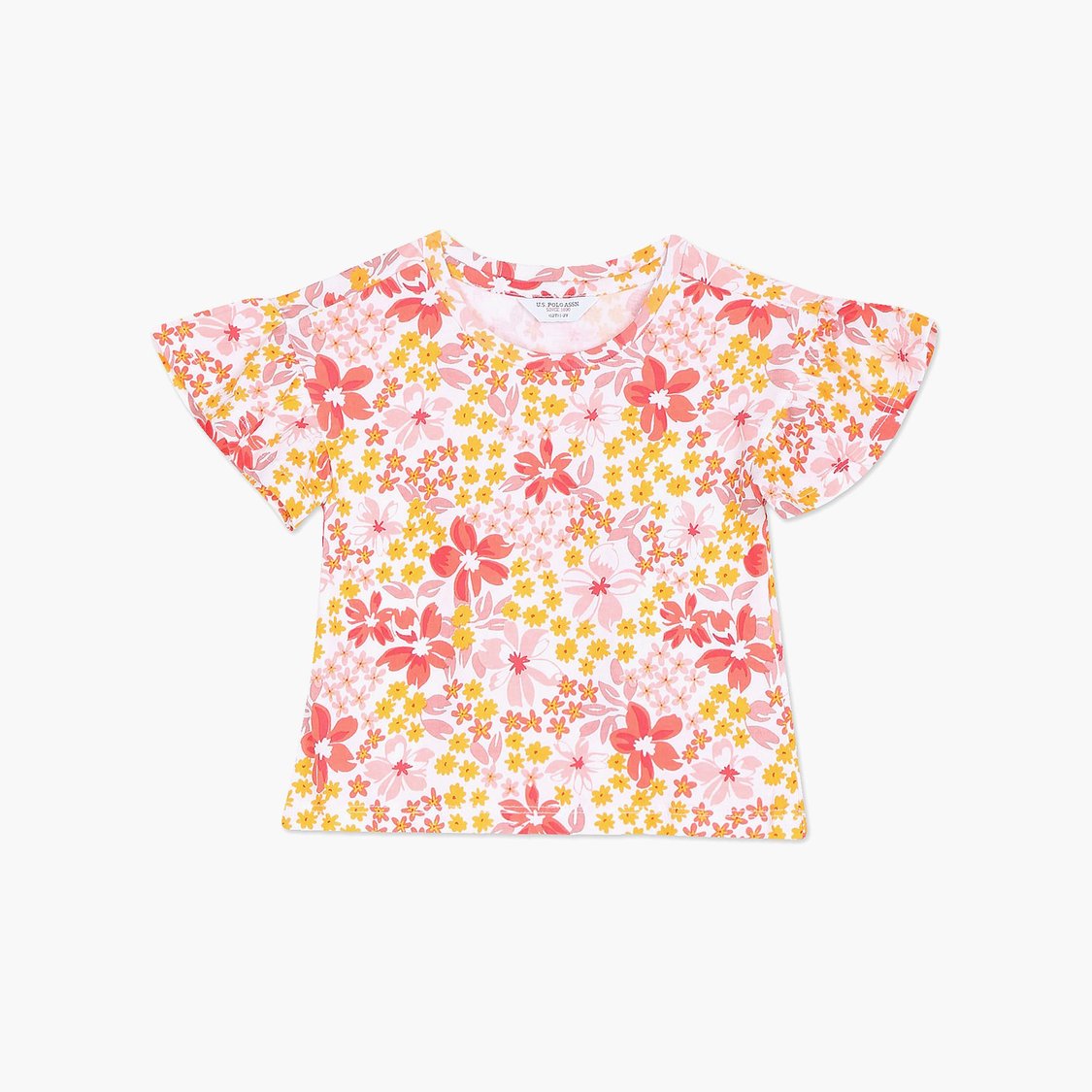 U.S. POLO ASSN. KIDS Girls Floral Printed T-shirt