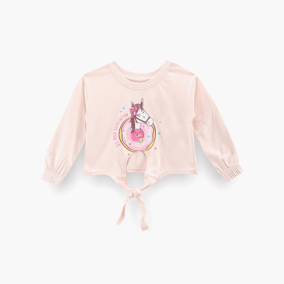 U.S. POLO ASSN. KIDS Girls Graphic-Print Tie-Up Top