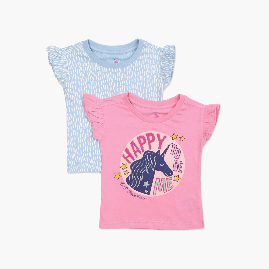 U.S. POLO ASSN. KIDS Girls Printed T-shirt - Pack of 2