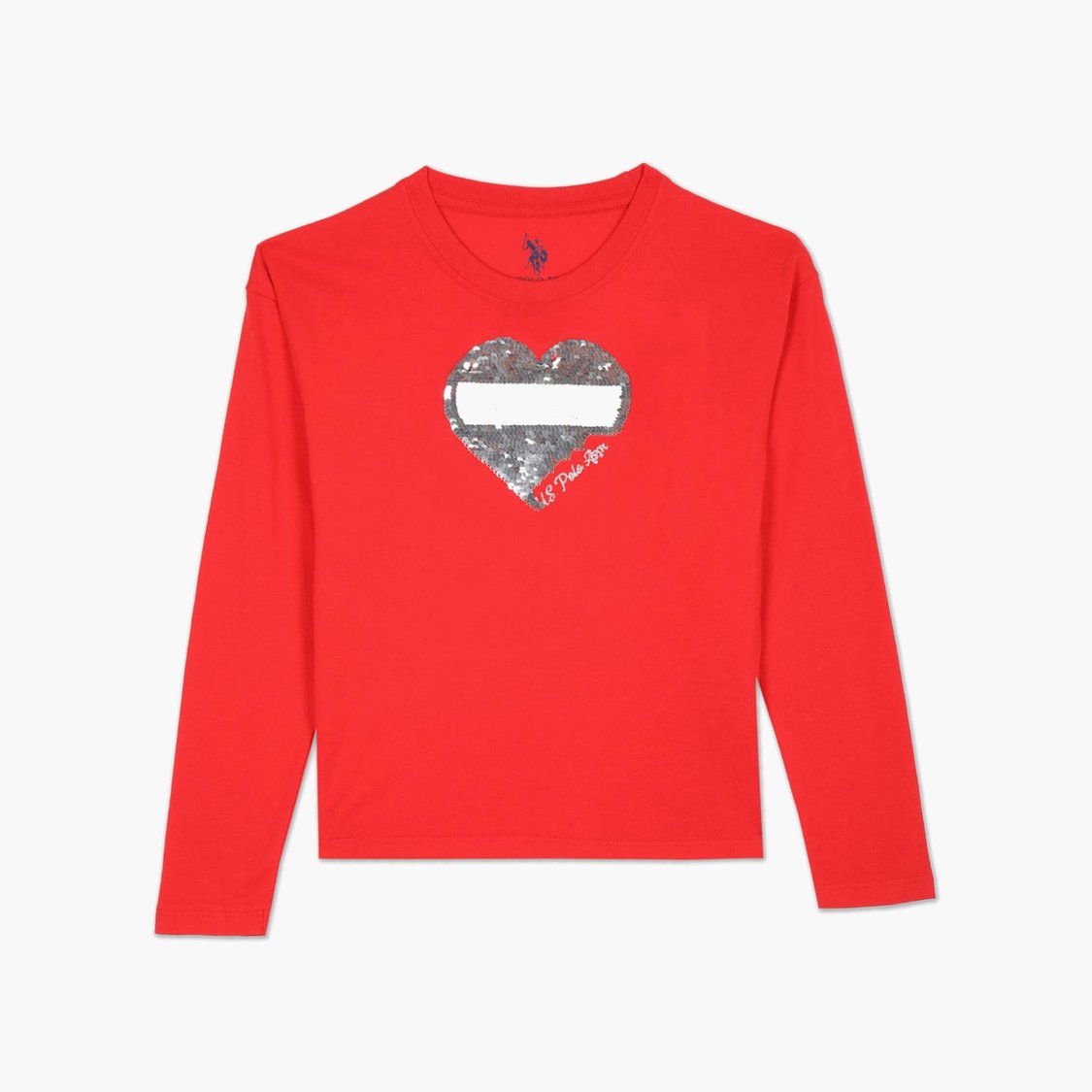 U.S. POLO ASSN. KIDS Girls Flip Sequin Full Sleeve T-shirt