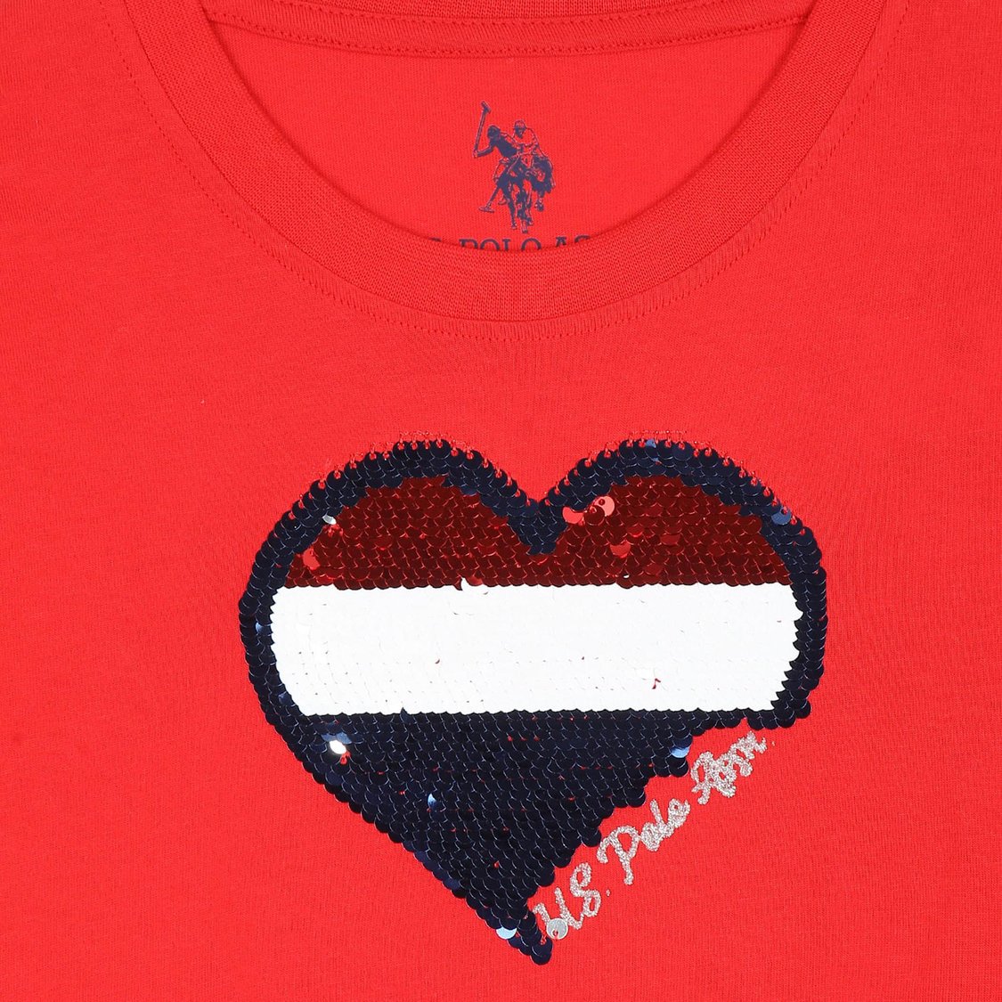 U.S. POLO ASSN. KIDS Girls Flip Sequin Full Sleeve T-shirt