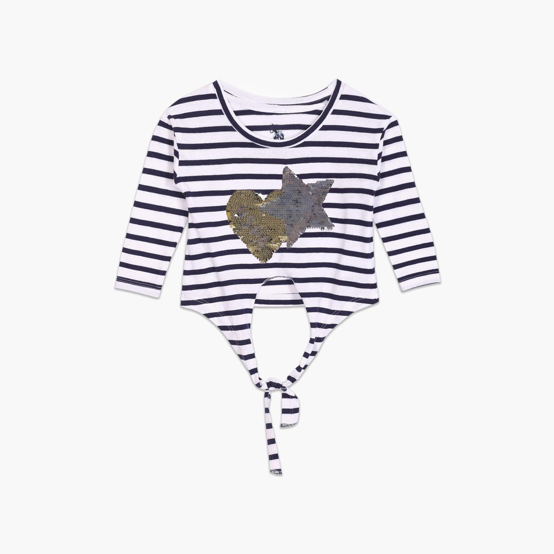 U.S. POLO ASSN. KIDS Girls Flip Sequin Tie-Up T-shirt