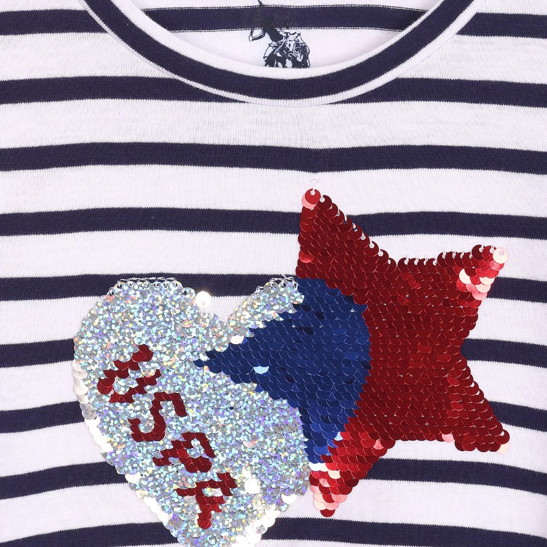 U.S. POLO ASSN. KIDS Girls Flip Sequin Tie-Up T-shirt
