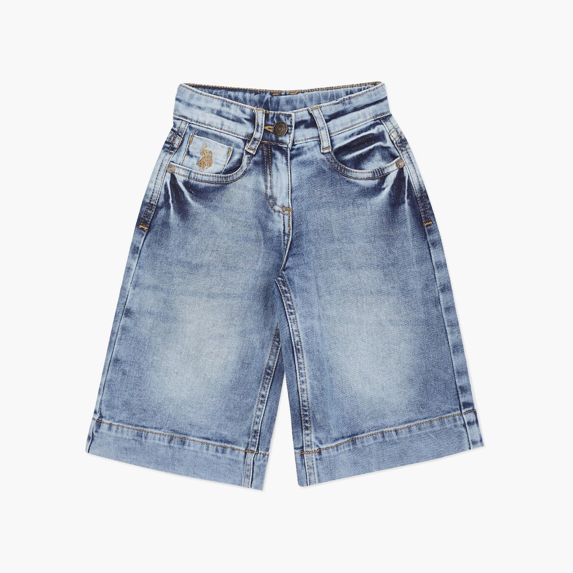 U.S. POLO ASSN. KIDS Girls Acid-Washed Flared Fit Jeans