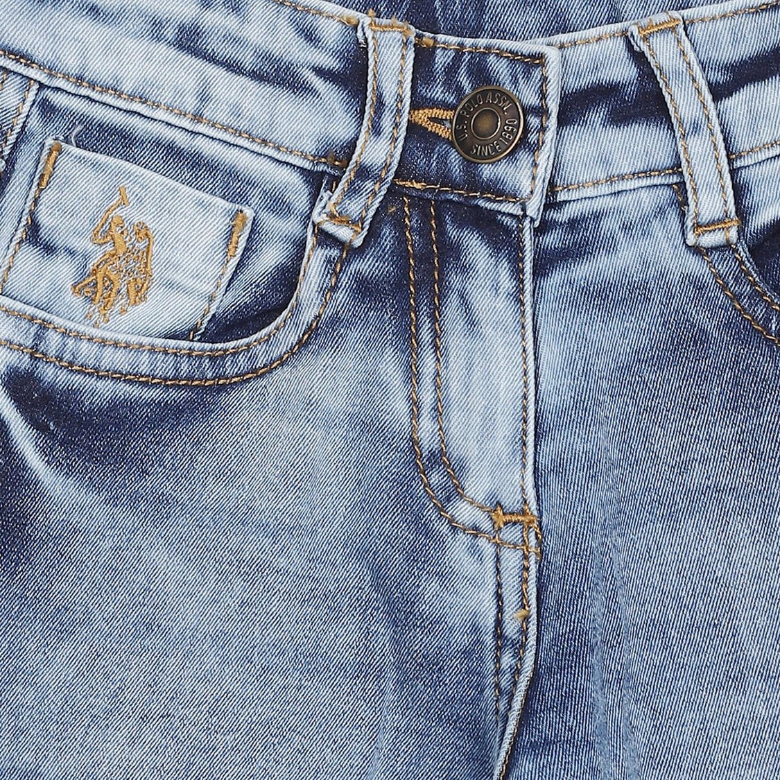 U.S. POLO ASSN. KIDS Girls Acid-Washed Flared Fit Jeans