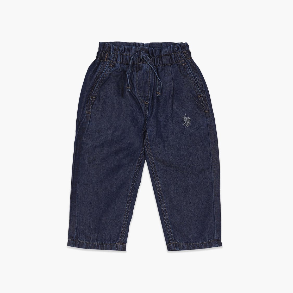 U.S. POLO ASSN. KIDS Girls Solid Paper Bag Style Jeans