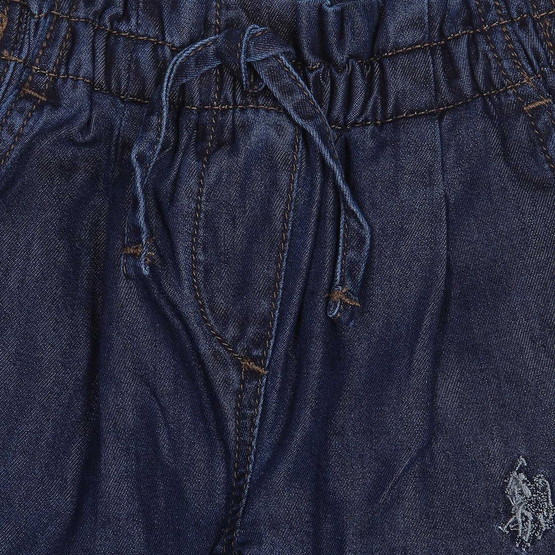 U.S. POLO ASSN. KIDS Girls Solid Paper Bag Style Jeans