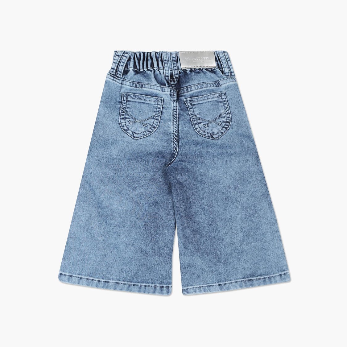 U.S. POLO ASSN. KIDS Girls Washed Flared Wide Leg Jeans