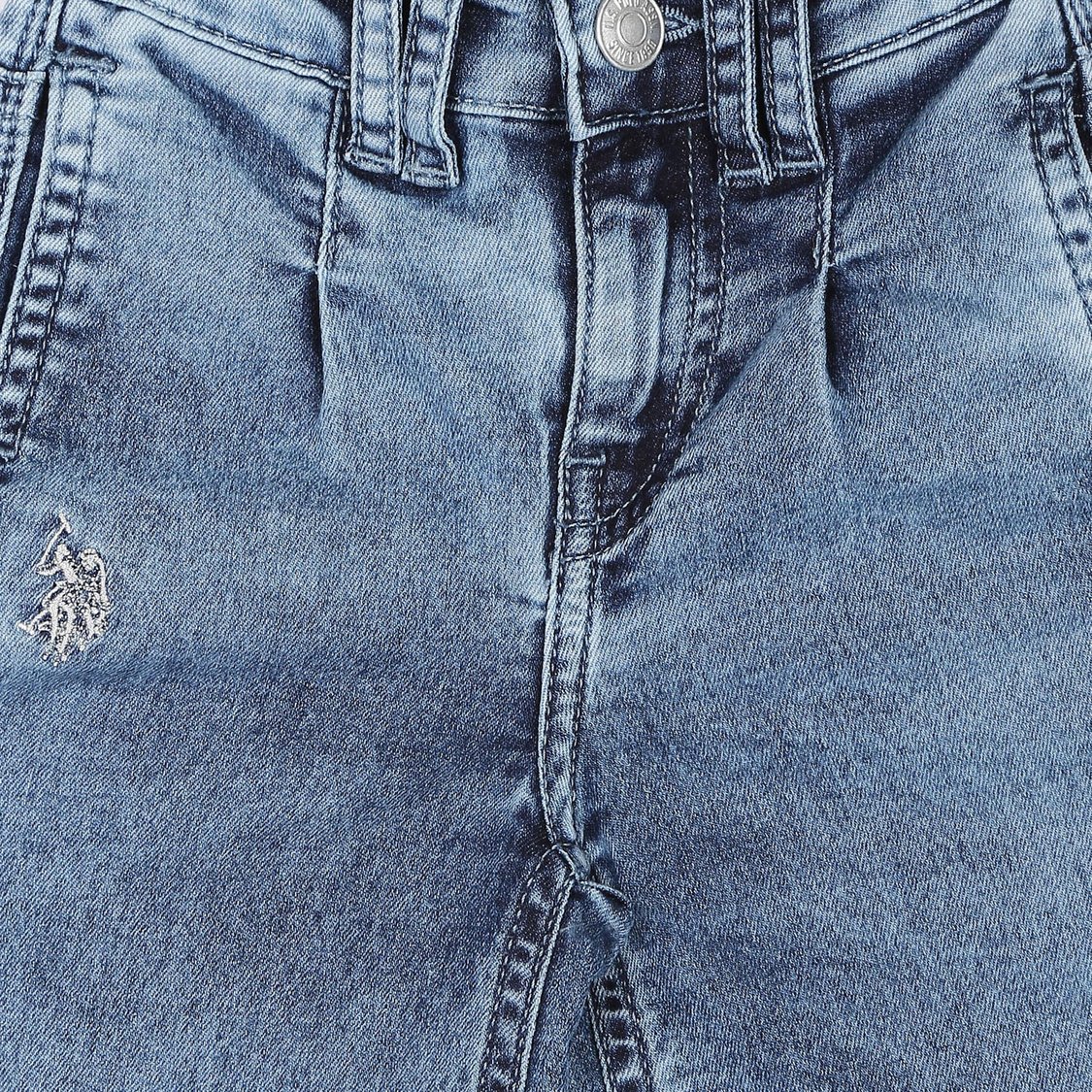 U.S. POLO ASSN. KIDS Girls Washed Flared Wide Leg Jeans