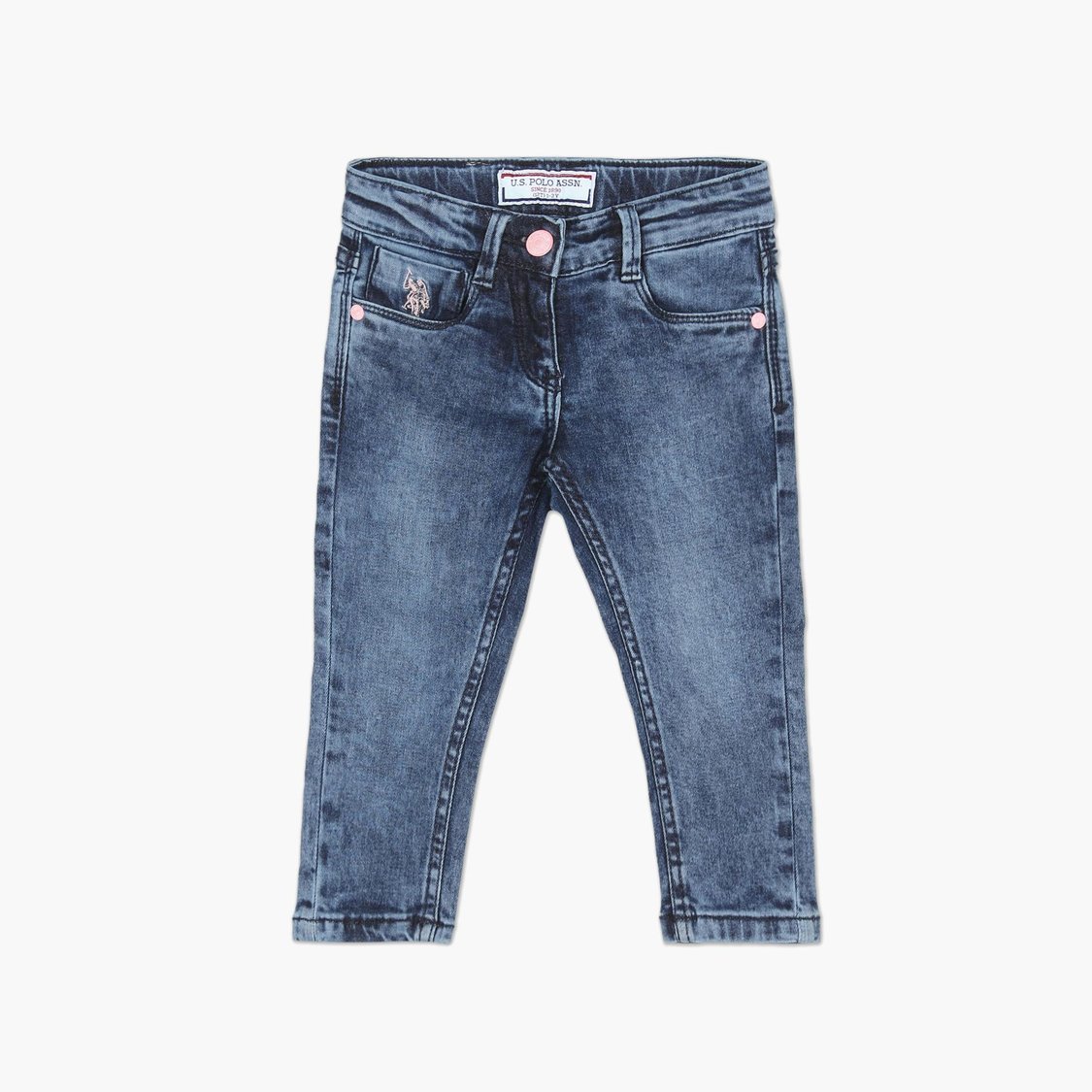 U.S. POLO ASSN. KIDS Girls Acid Washed Slim Fit Jeans
