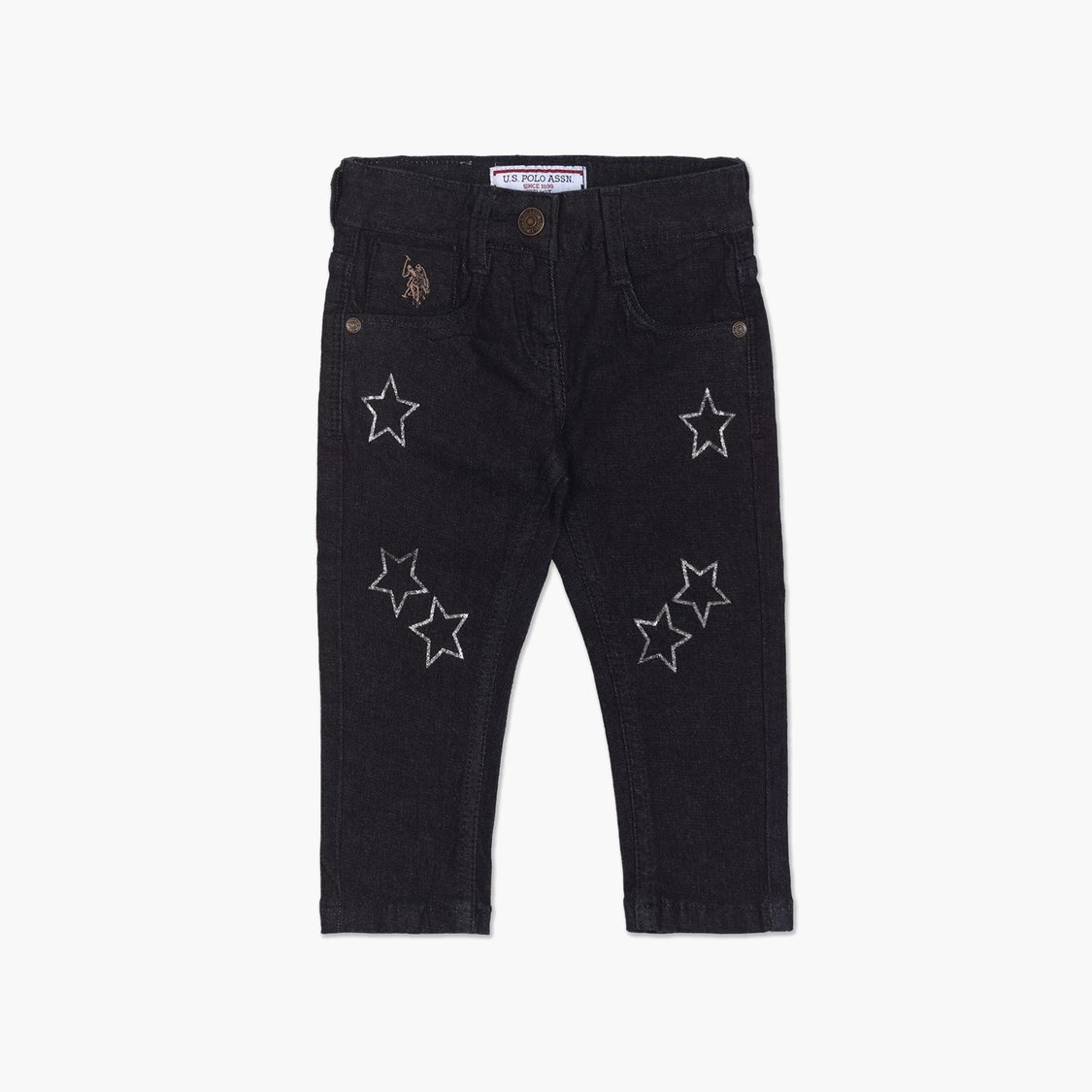 U.S. POLO ASSN. KIDS Girls Printed Slim Fit Jeans