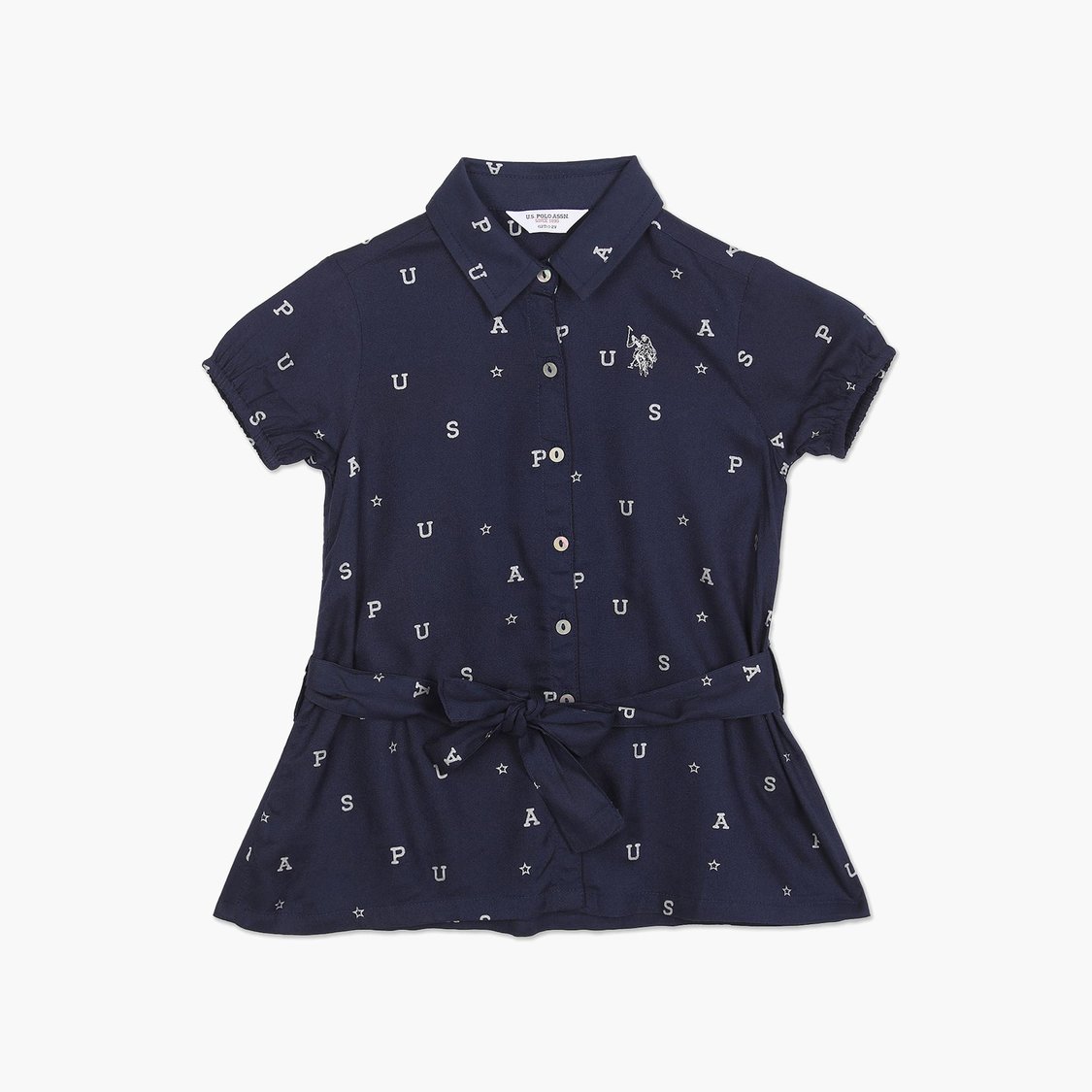 U.S. POLO ASSN. KIDS Girls Brand Print Shirt Dress