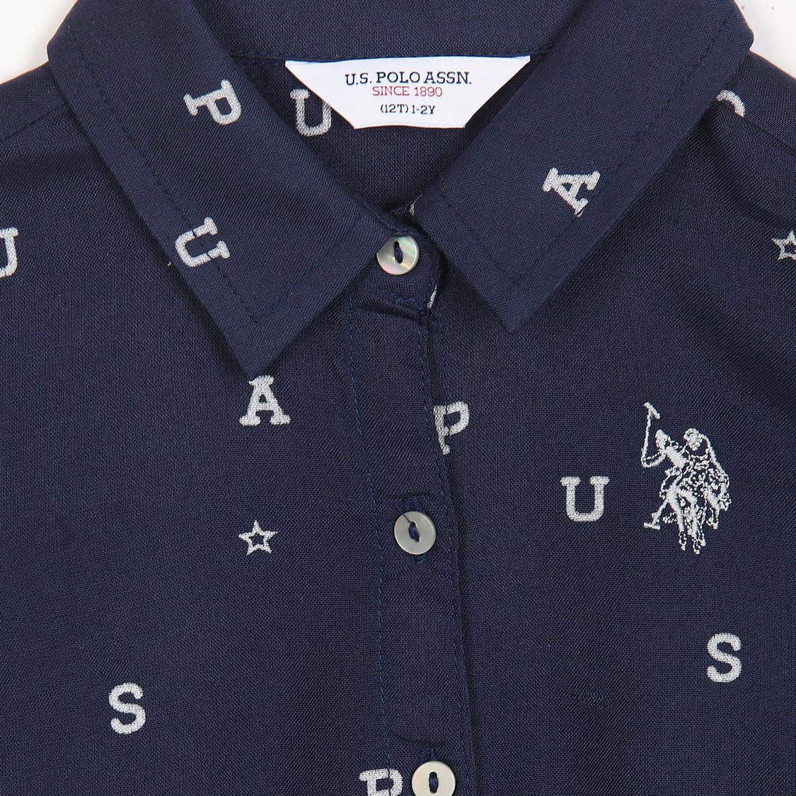 U.S. POLO ASSN. KIDS Girls Brand Print Shirt Dress