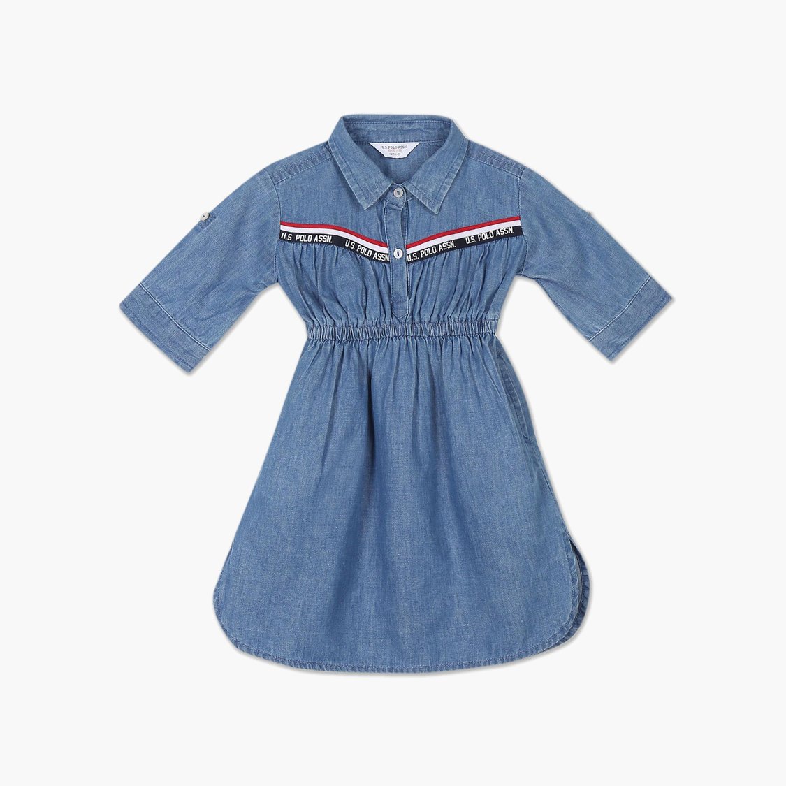 U.S. POLO ASSN. KIDS Girls Chambray Shirt Dress