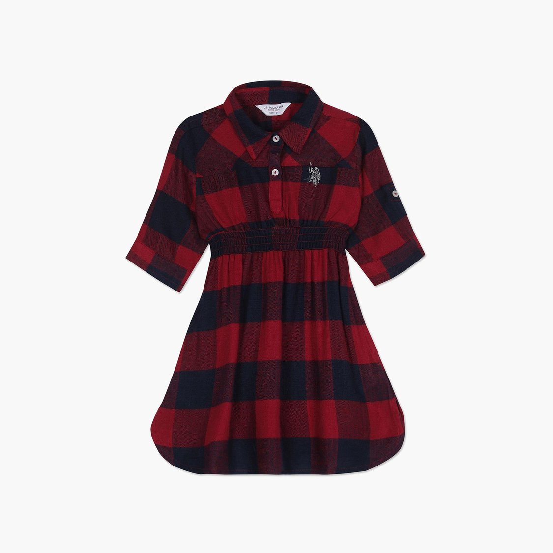 U.S. POLO ASSN. KIDS Girls Buffalo Checked Shirt Dress