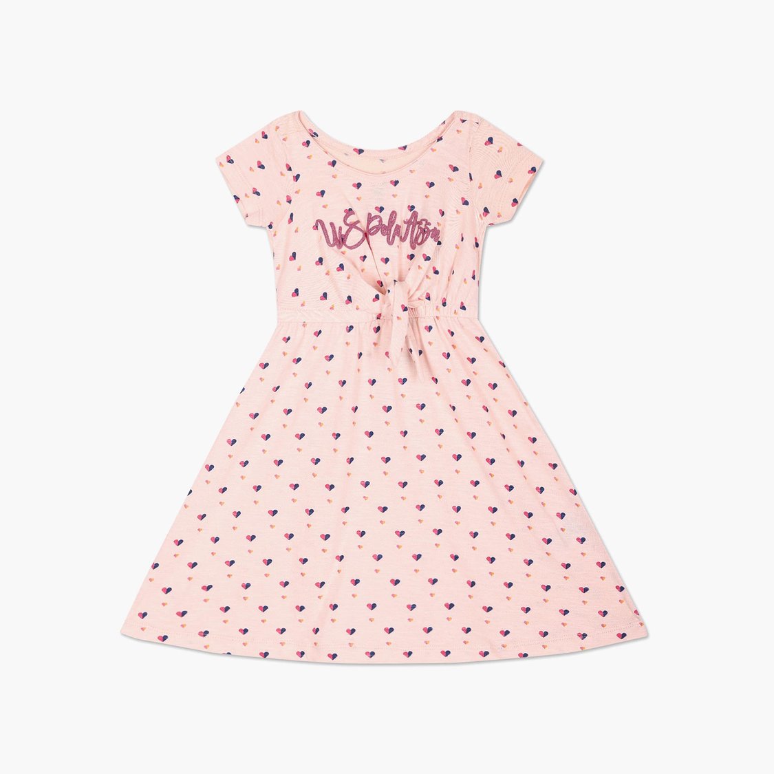 U.S. POLO ASSN. KIDS Girls Printed Fit and Flared Dress