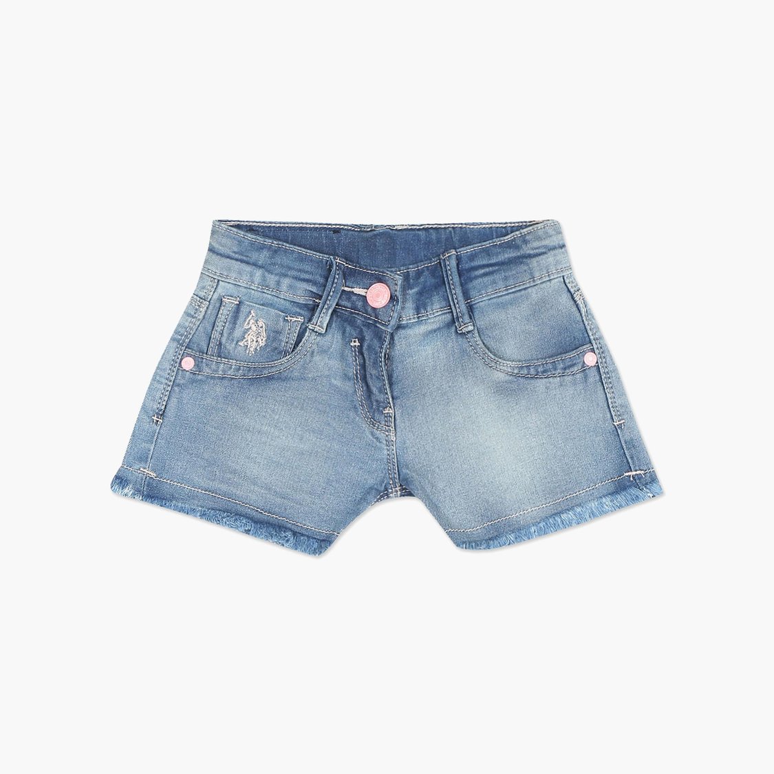 U.S. POLO ASSN. KIDS Girls Whiskered Denim Shorts