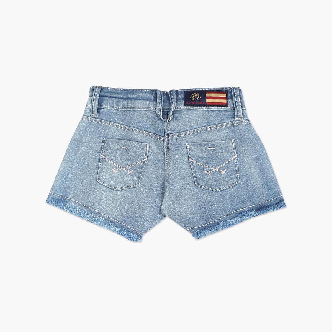 U.S. POLO ASSN. KIDS Girls Whiskered Denim Shorts