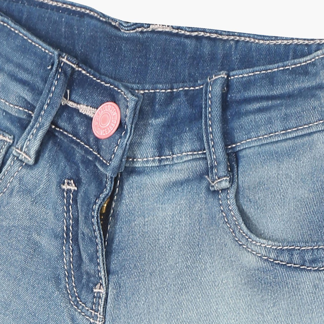 U.S. POLO ASSN. KIDS Girls Whiskered Denim Shorts