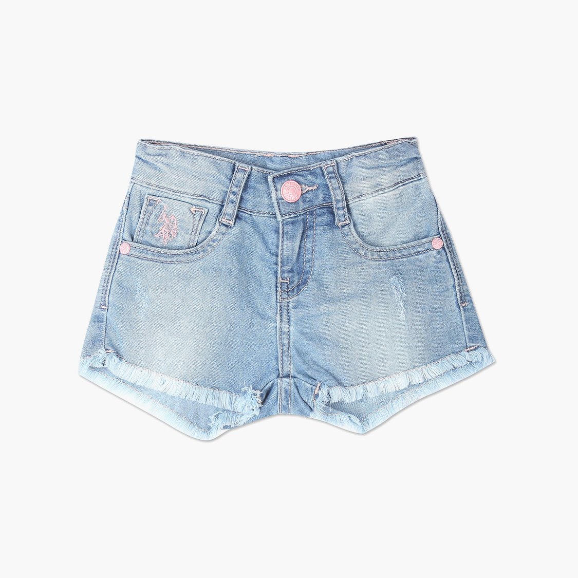 U.S. POLO ASSN. KIDS Girls Stone Wash Dyed Shorts