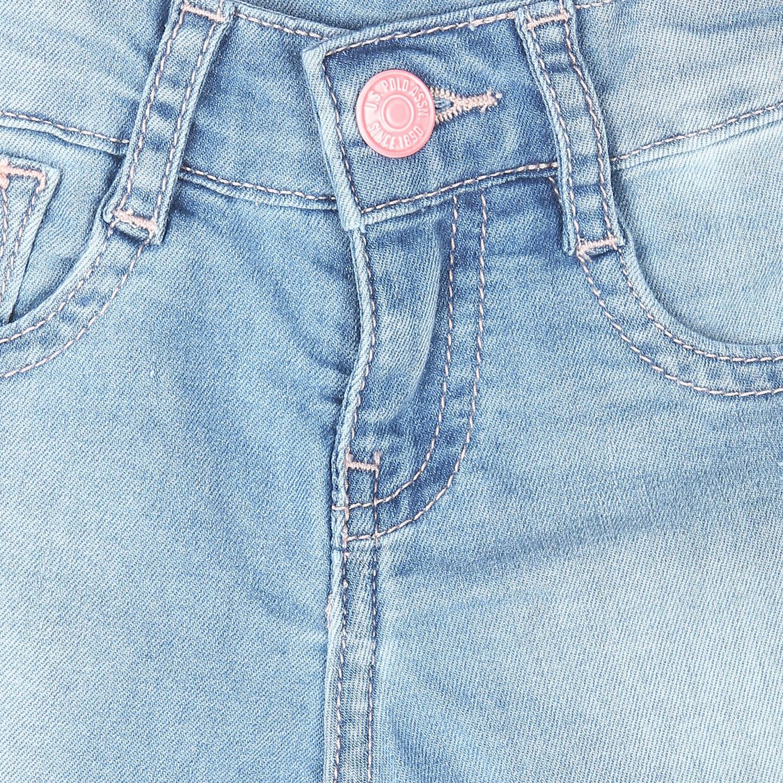 U.S. POLO ASSN. KIDS Girls Stone Wash Dyed Shorts