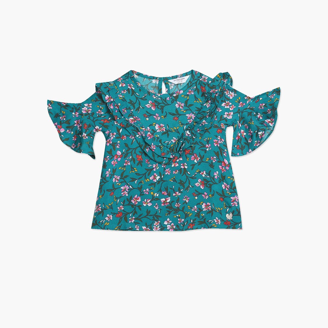 U.S. POLO ASSN. KIDS Girls Floral Printed Top