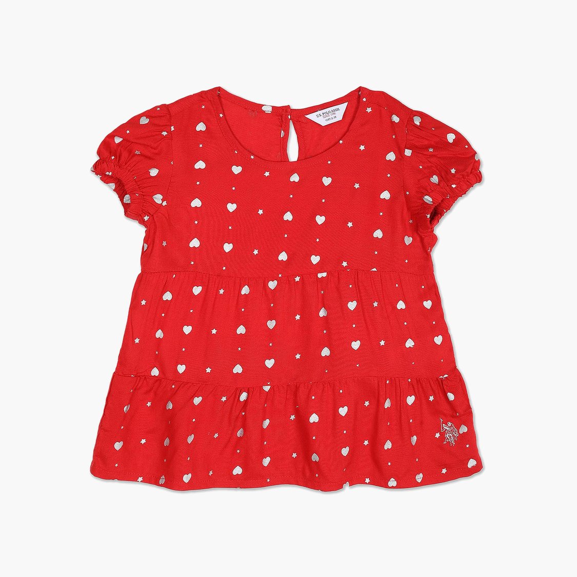 U.S. POLO ASSN. KIDS Girls Round Neck Printed Top