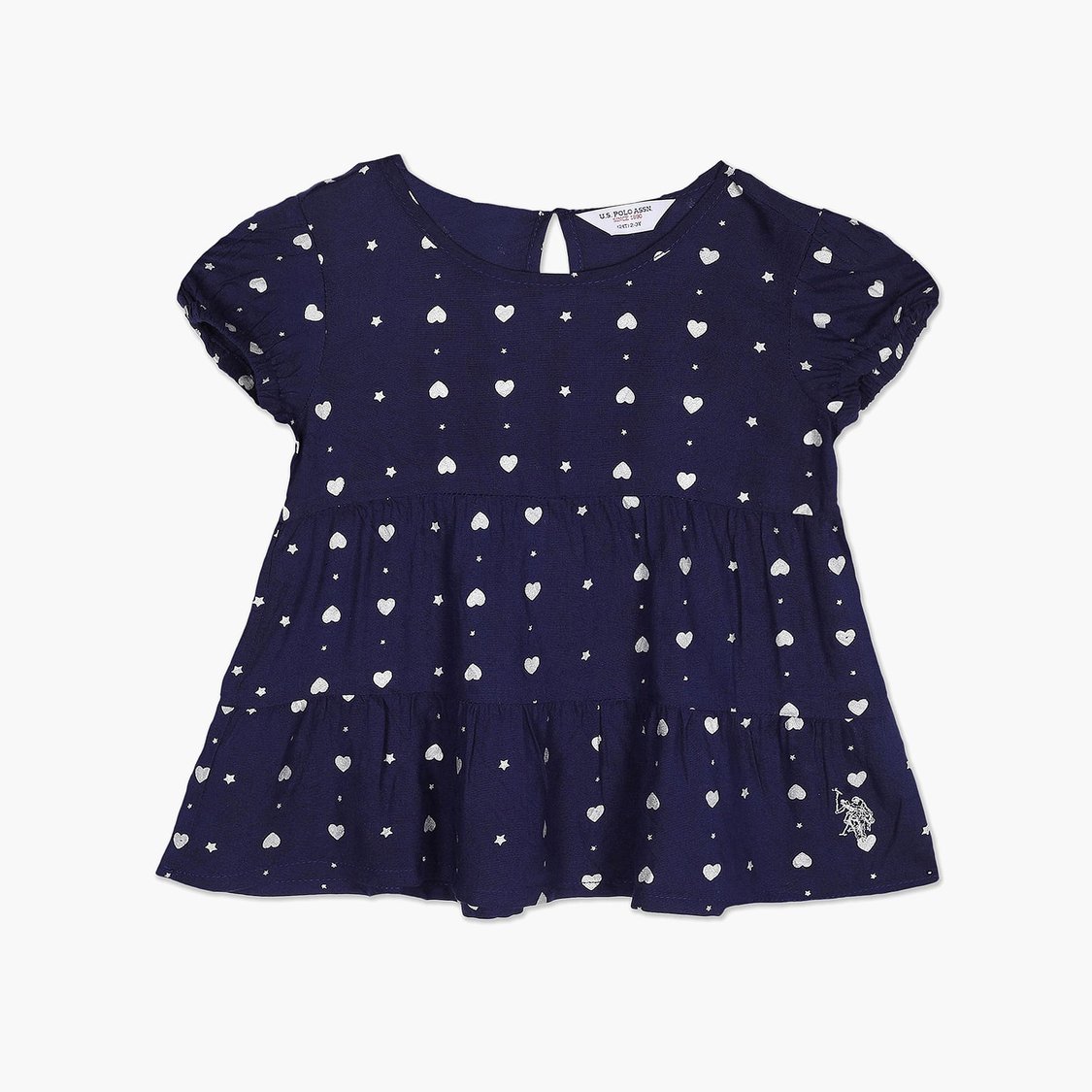 U.S. POLO ASSN. KIDS Girls Printed Tiered Top