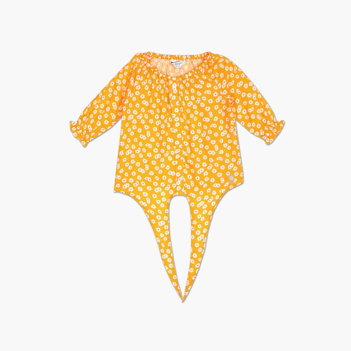 U.S. POLO ASSN. KIDS Girls Floral Print Tie-Up Hem Top