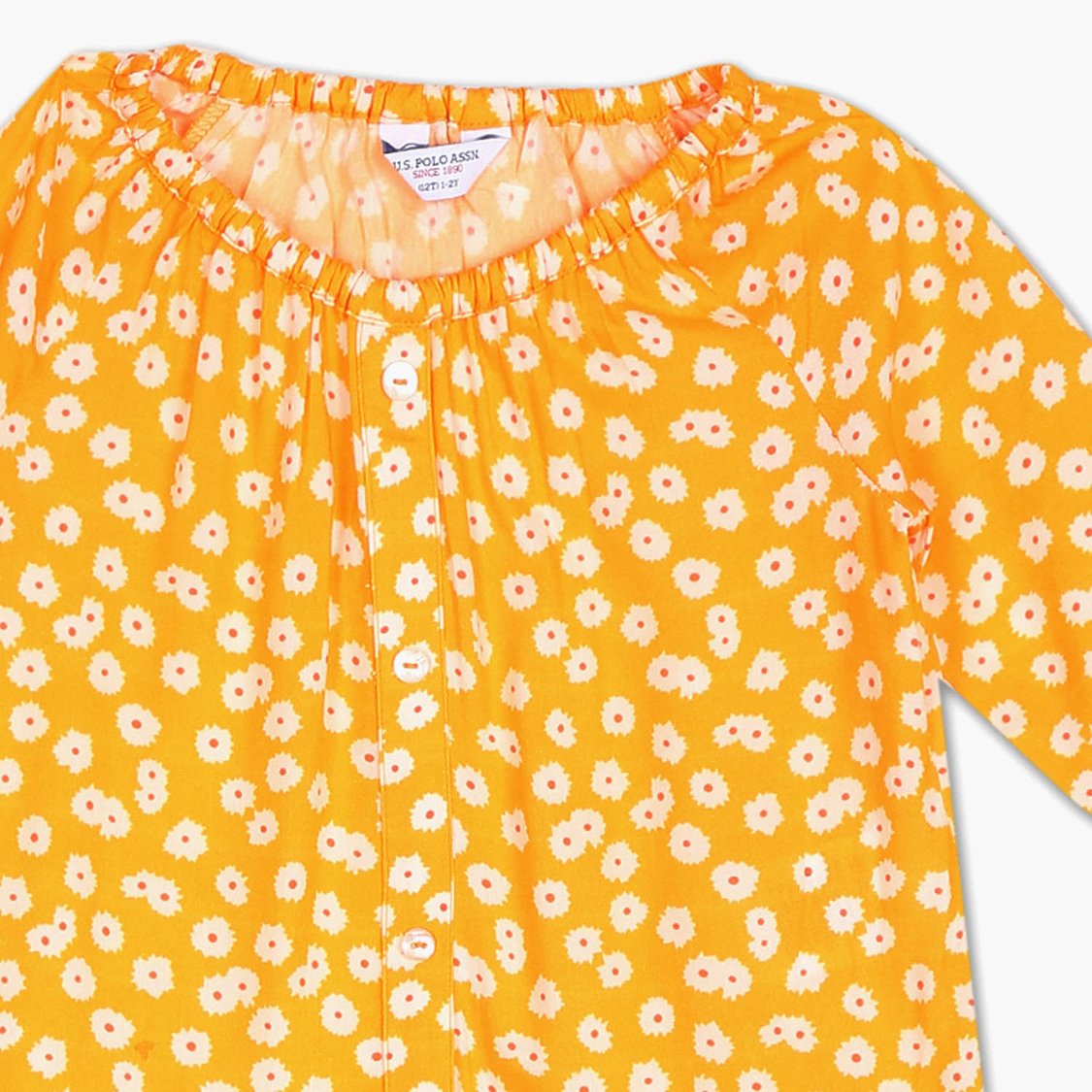 U.S. POLO ASSN. KIDS Girls Floral Print Tie-Up Hem Top