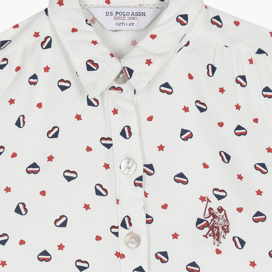 U.S. POLO ASSN. KIDS Girls Printed Puffed Sleeve Shirt