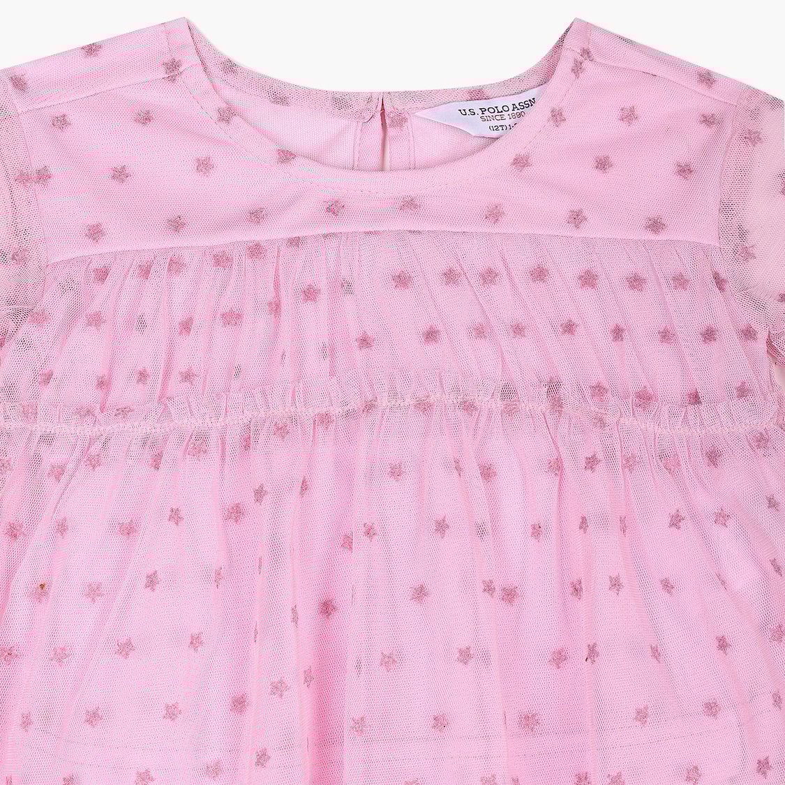 U.S. POLO ASSN. KIDS Girls Printed Tiered Top with Scrunchie